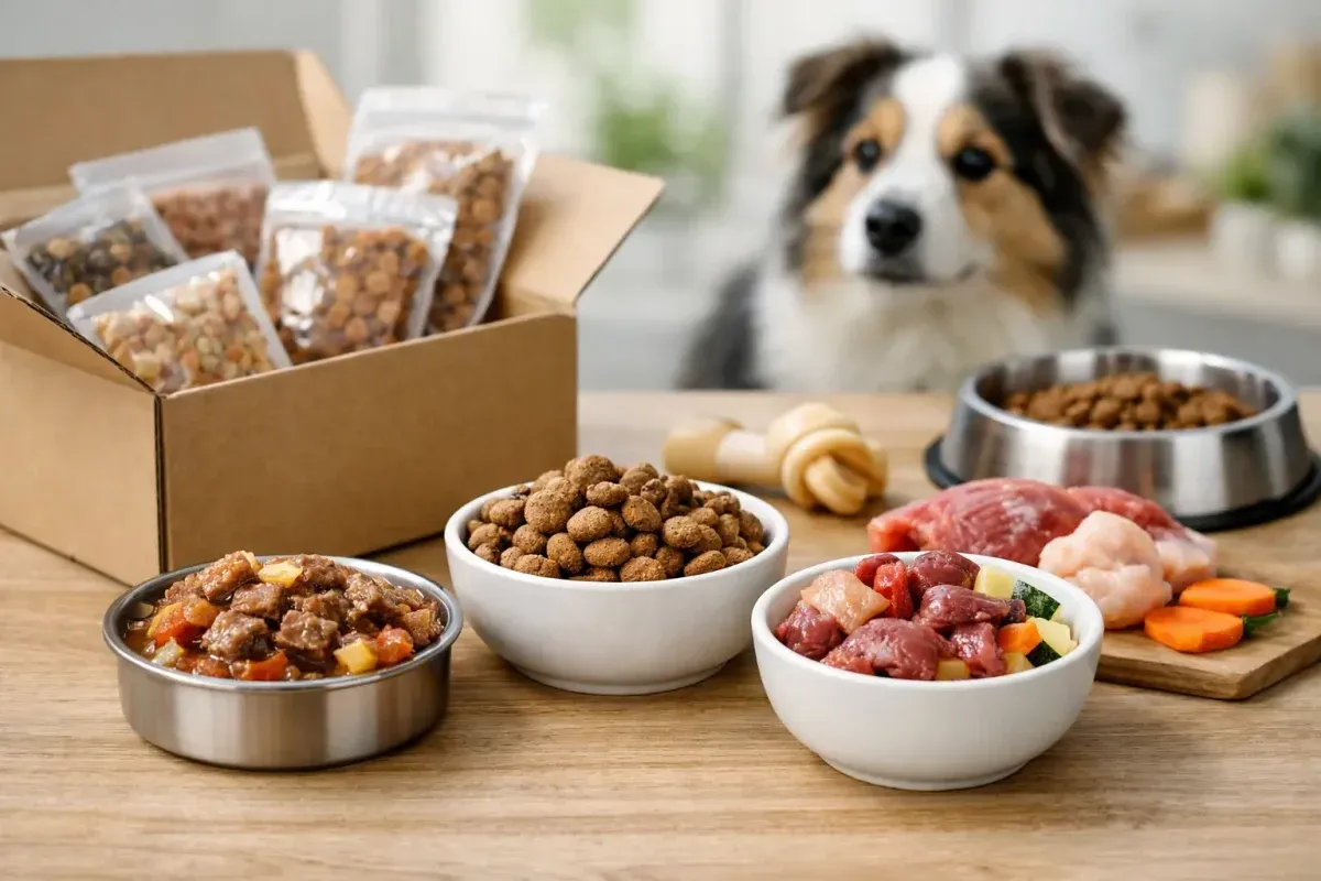 Trockenfutter, Nassfutter oder BARF – die Auswahl ist groß. Ein neugieriger Hund wartet gespannt auf seine Mahlzeit.